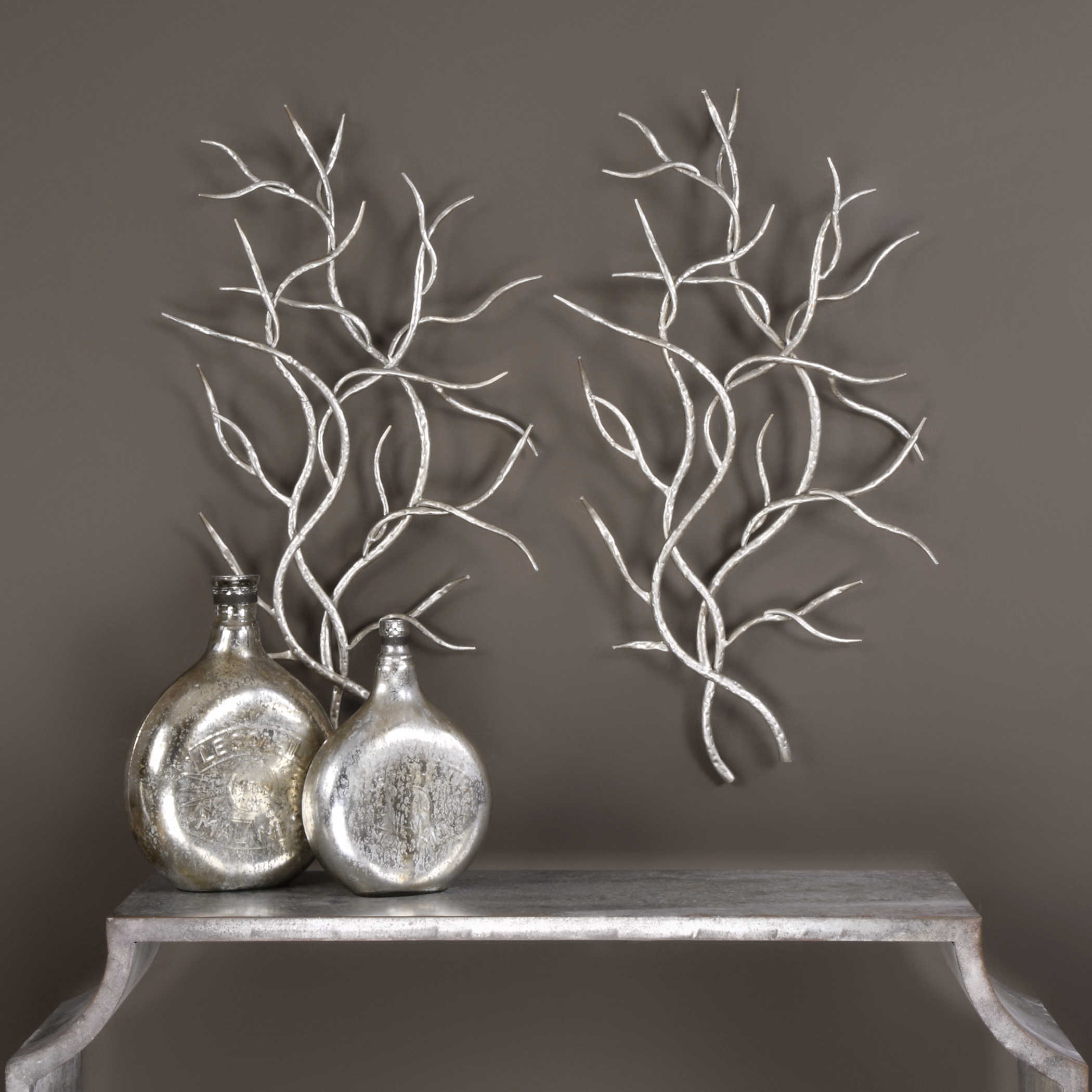 UT - SILVER BRANCHES WALL DECOR S/2
