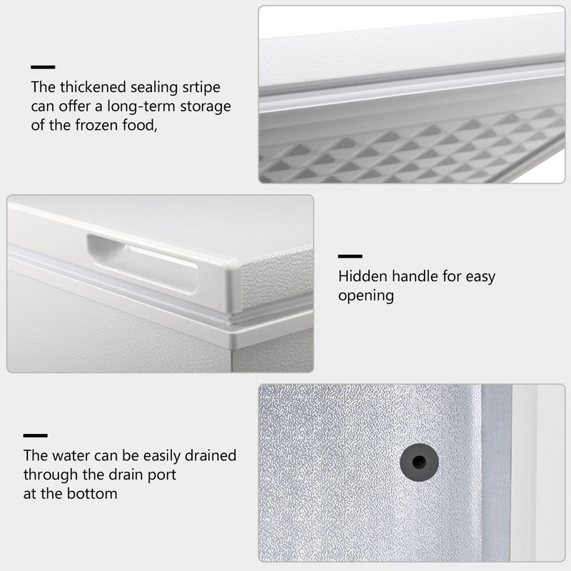 1.8 Cu.Ft Chest Freezer with Removable Basket, Bottom Drain, 7-Level Thermostat, Freestanding Design for Home and Apartment
