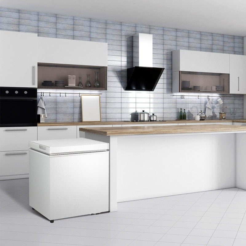 1.8 Cu.Ft Chest Freezer with Removable Basket, Bottom Drain, 7-Level Thermostat, Freestanding Design for Home and Apartment