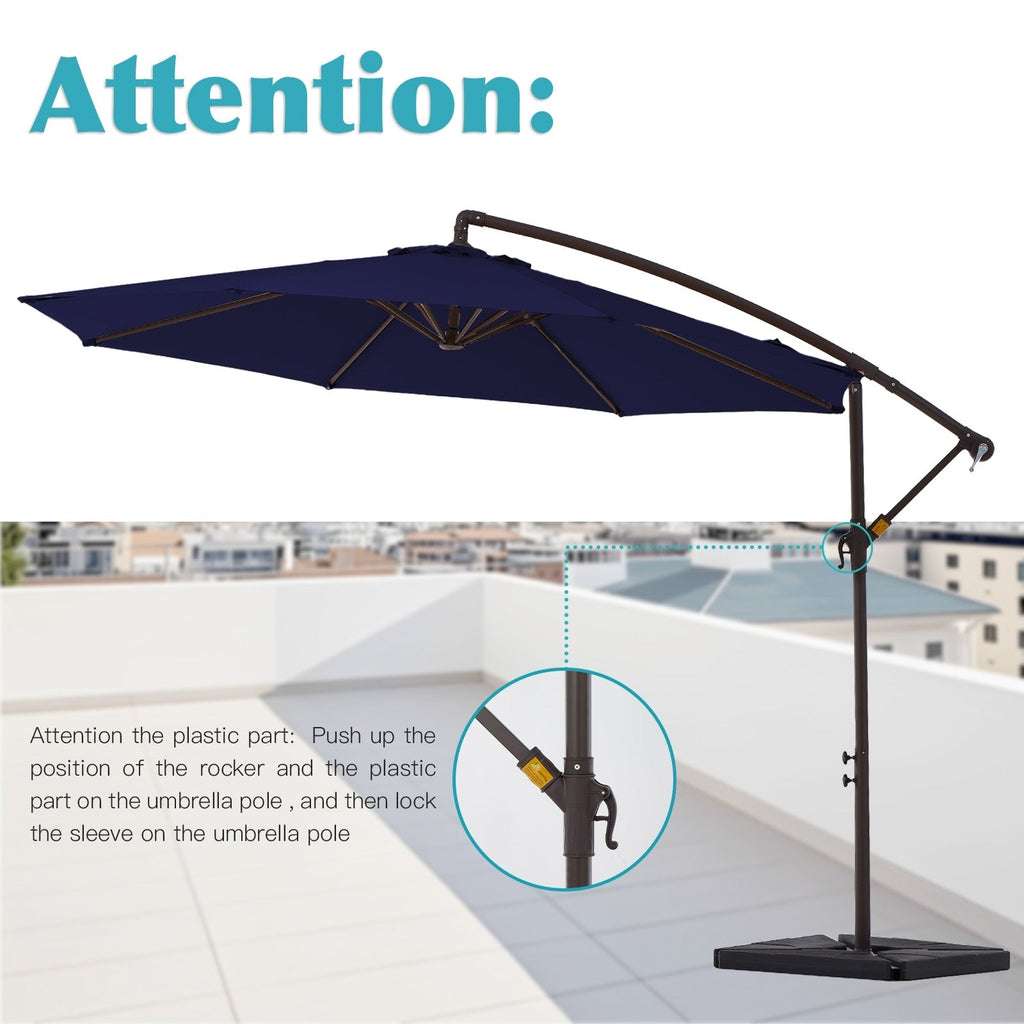 10 ft Steel Crank-lift Cantilever Umbrella With Weighted Base