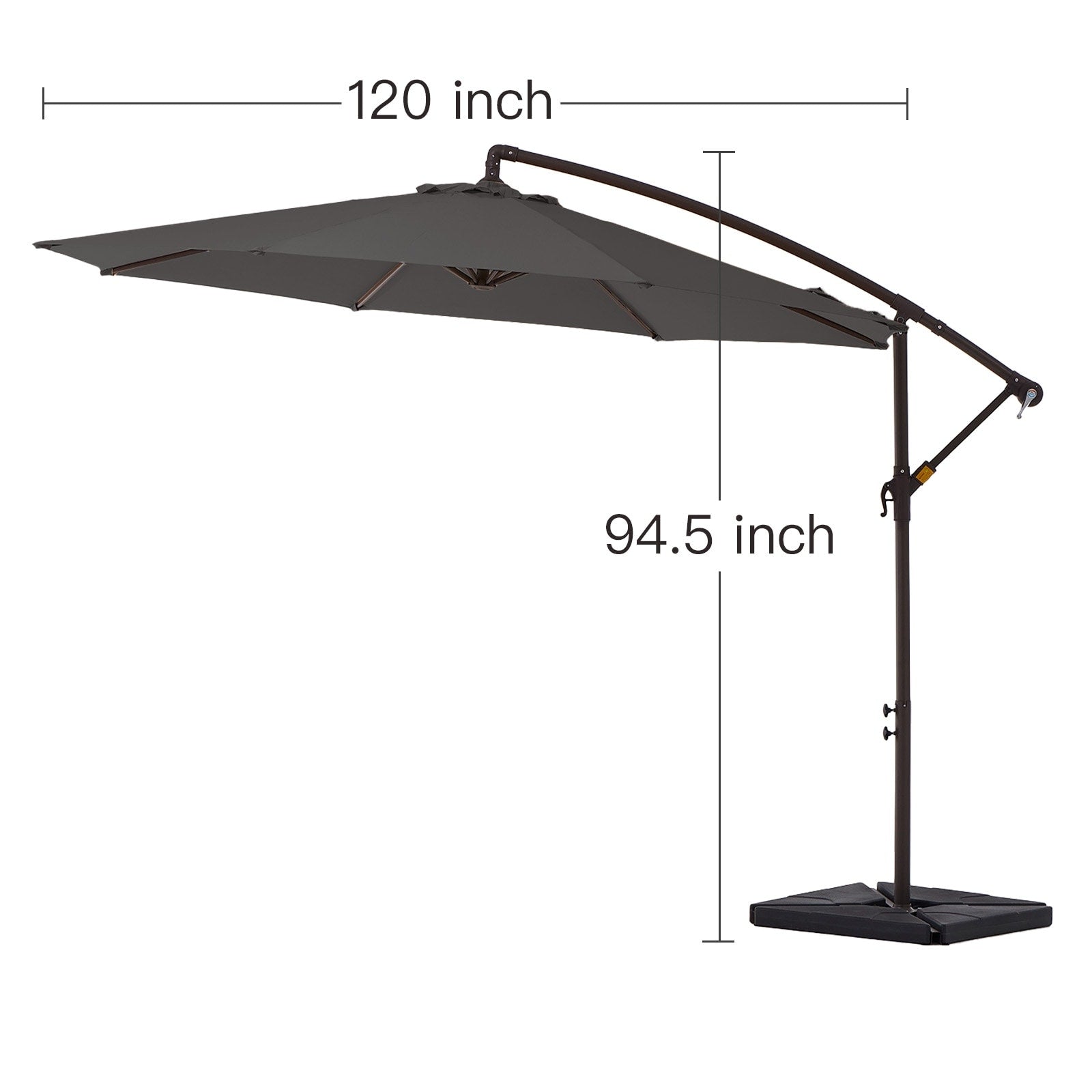 10 ft Steel Crank-lift Cantilever Umbrella With Weighted Base