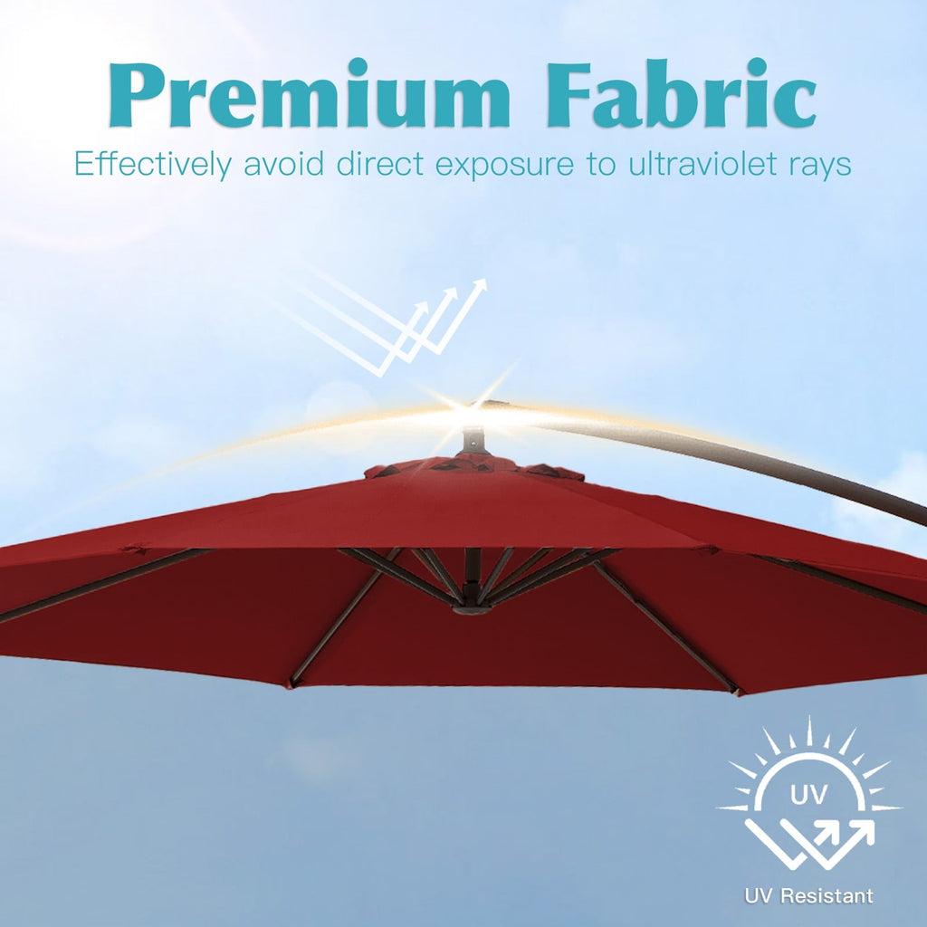 10 ft Steel Crank-lift Cantilever Umbrella With Weighted Base