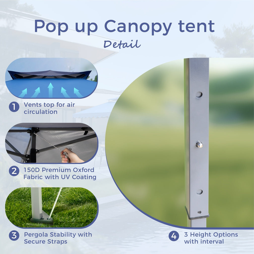13' x 13' Outdoor Canopy Patio Gazebo Reinforced garden Pop-up Canopy Tentwith Elegant Corner Curtain - 13x13ft