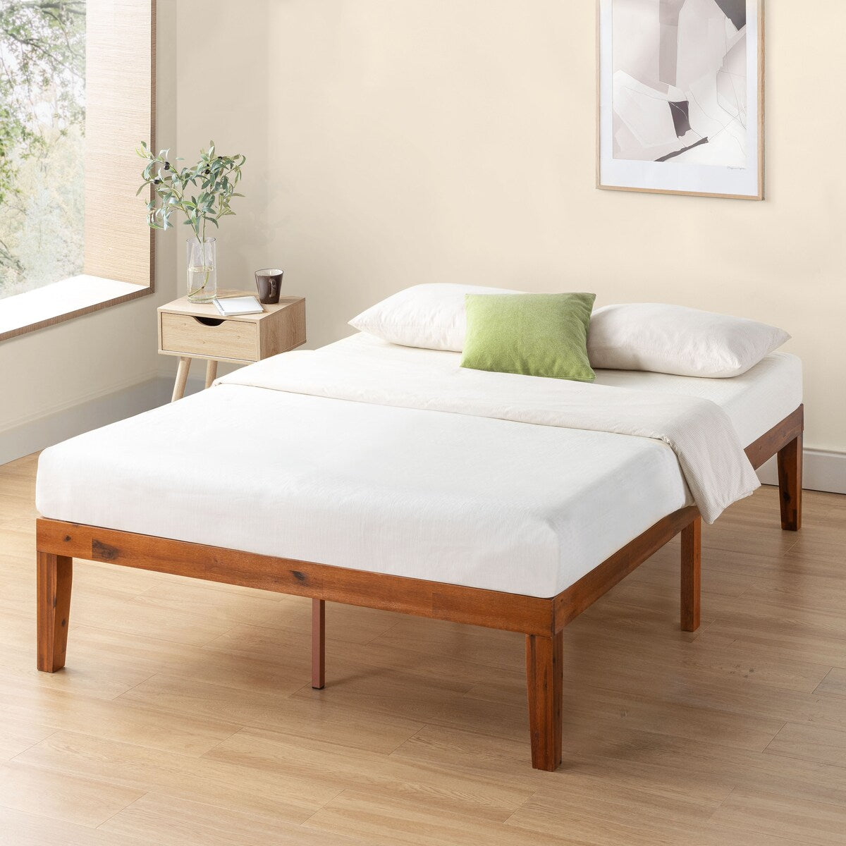 16 Inch Classic Solid Wood Platform Bed Frame in Multiple Finishes