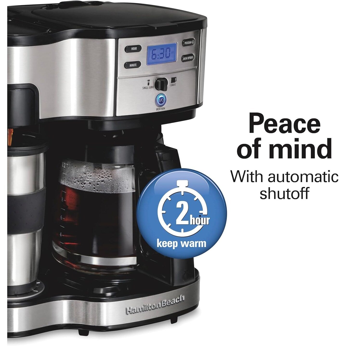 2-Way 12-Cup Coffee Maker & Single Serve, Glass Carafe, Auto Pause & Pour, Black