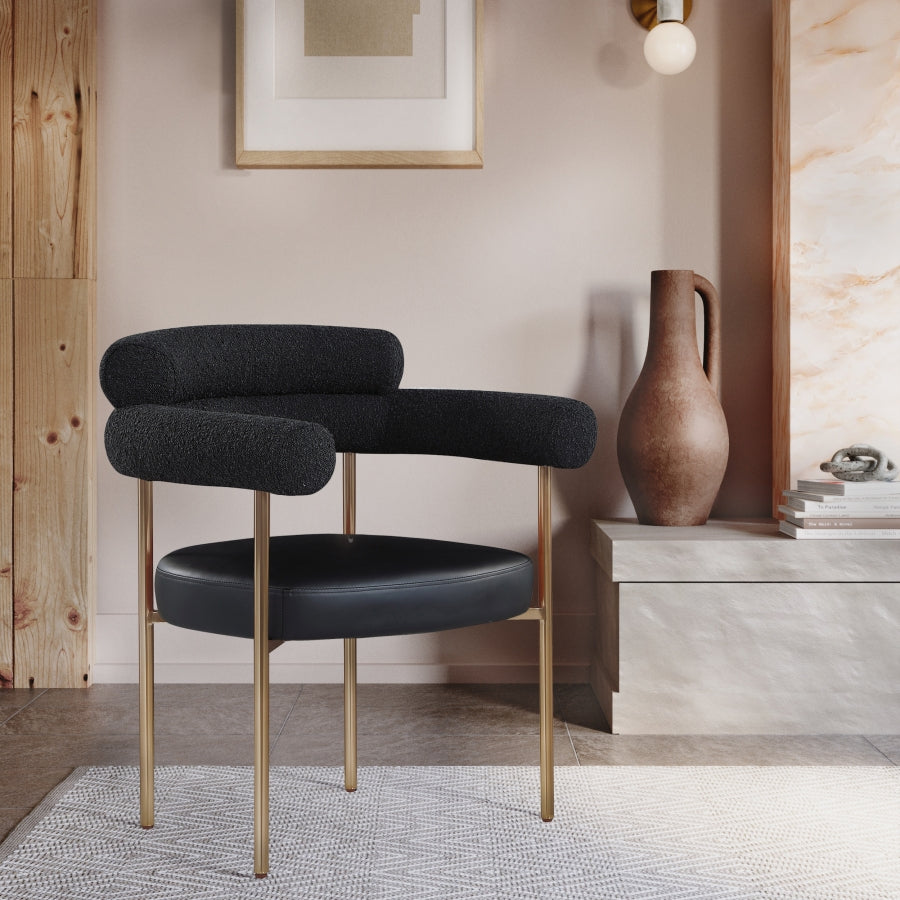 CR - BLACK CREASANT DINING ARMCHAIR WITH GOLD LEGS