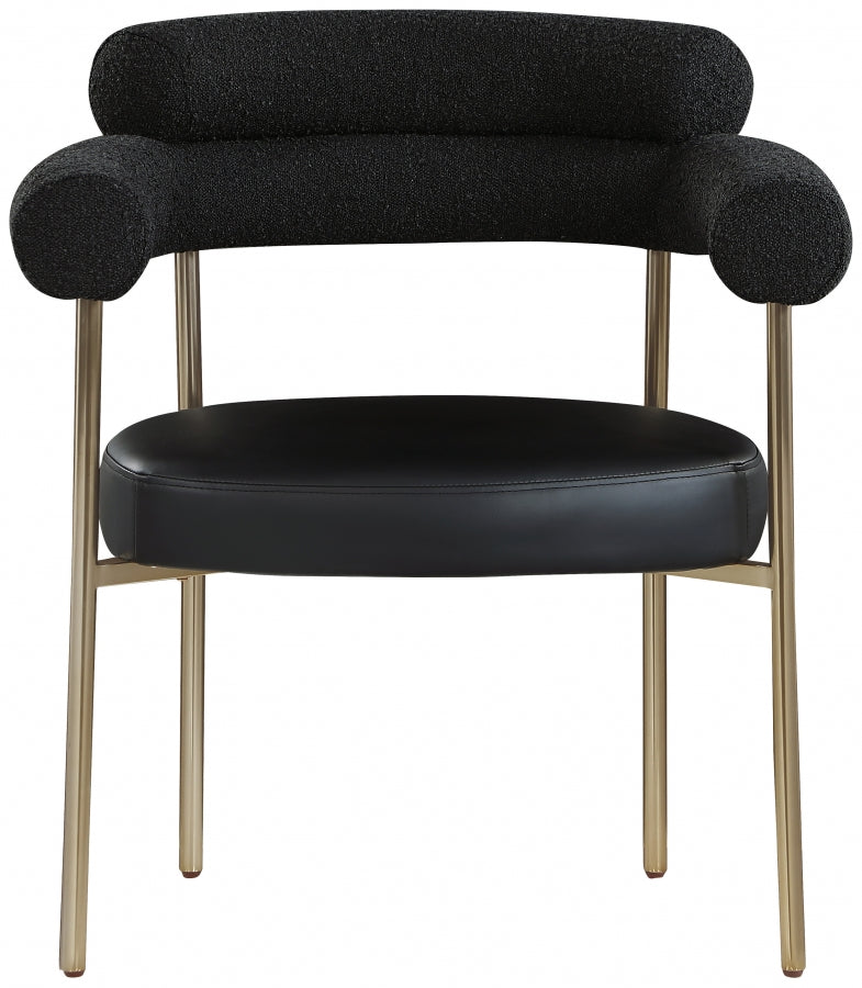 CR - BLACK CREASANT DINING ARMCHAIR WITH GOLD LEGS