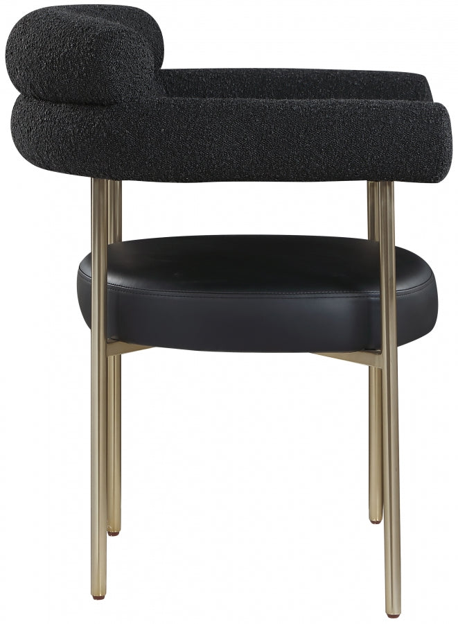 CR - BLACK CREASANT DINING ARMCHAIR WITH GOLD LEGS