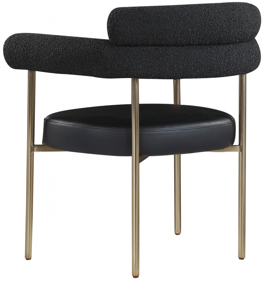 CR - BLACK CREASANT DINING ARMCHAIR WITH GOLD LEGS