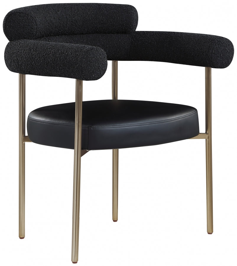 CR - BLACK CREASANT DINING ARMCHAIR WITH GOLD LEGS