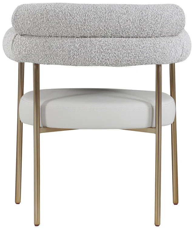 CR - GREY CREASANT DINING ARMCHAIR WITH GOLD LEGS