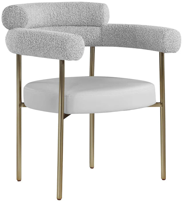 CR - GREY CREASANT DINING ARMCHAIR WITH GOLD LEGS