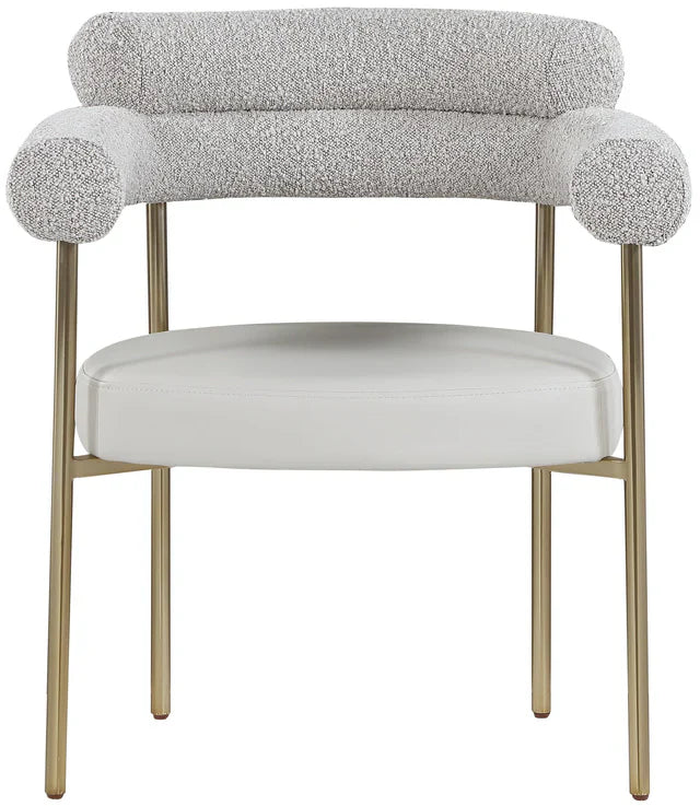 CR - GREY CREASANT DINING ARMCHAIR WITH GOLD LEGS