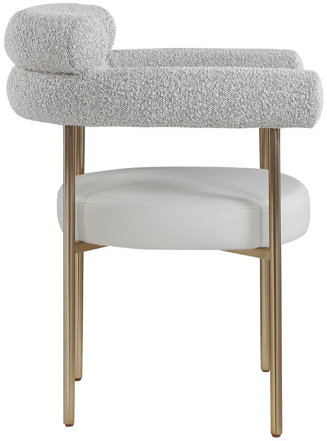 CR - GREY CREASANT DINING ARMCHAIR WITH GOLD LEGS