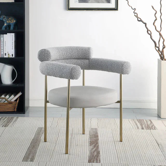 CR - GREY CREASANT DINING ARMCHAIR WITH GOLD LEGS