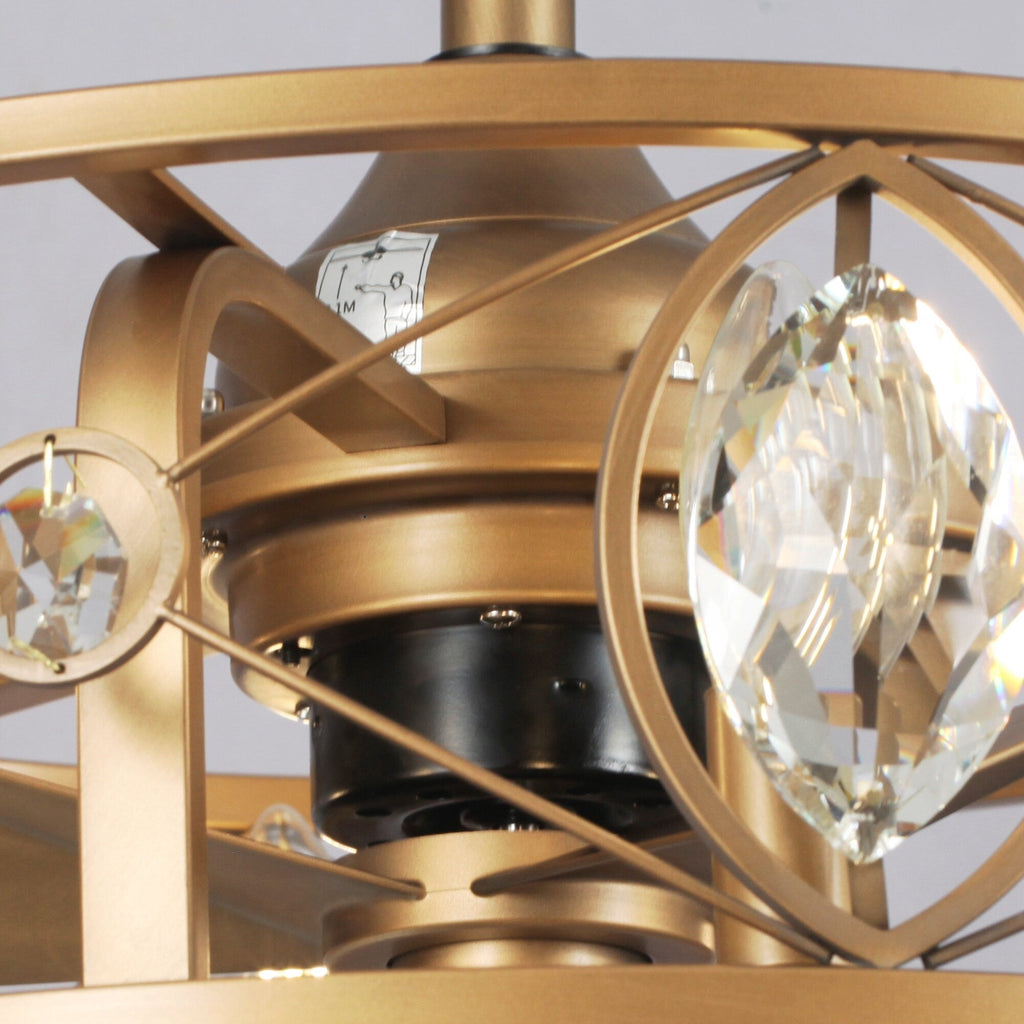 22 Modern Crystal Caged Ceiling Fan Chandelier with Remote