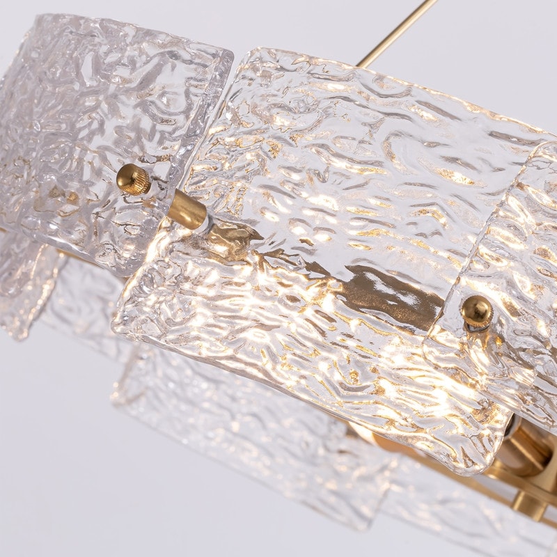 23.6 in. Modern Gold Crystal Chandelier 6-Light Glam Drum Pendant Light for Kitchen Island Dining Room