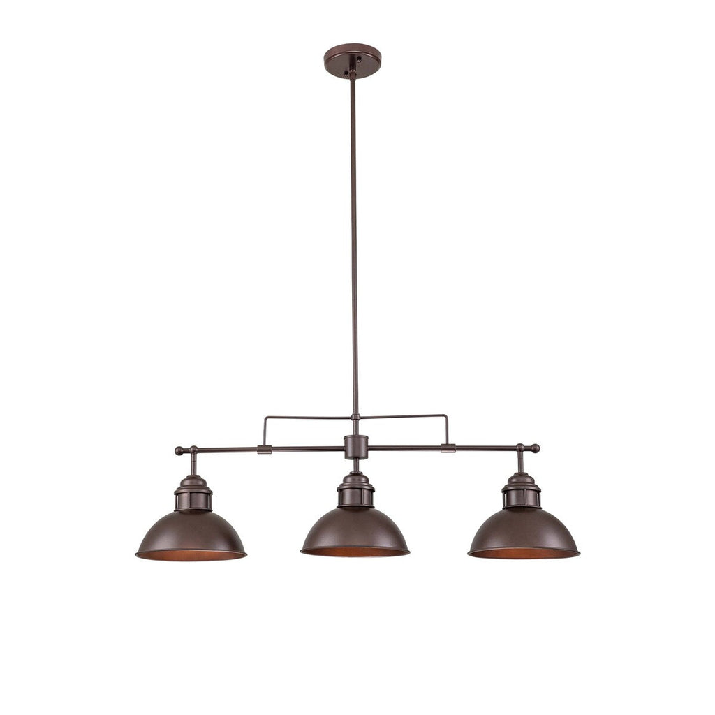3-Light Industrial Farmhouse Dome Pendant Metal Linear Kitchen Island Pendant Light Oil Rubbed Bronze Finish