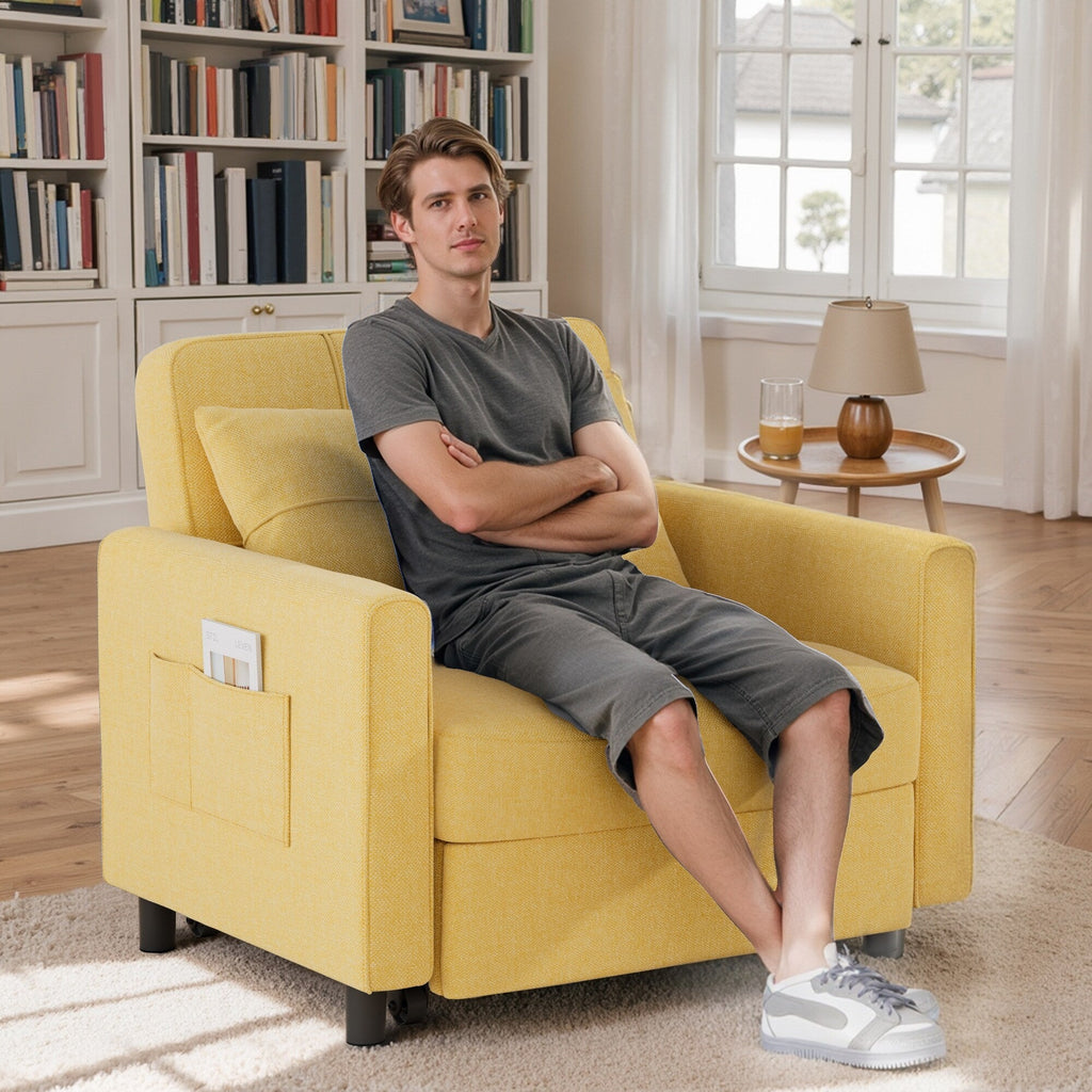 3-in-1 Adjustable Sleeper Sofa Bed, Pull Out Chair Sofa, Convertible Folding Bed for Living Room