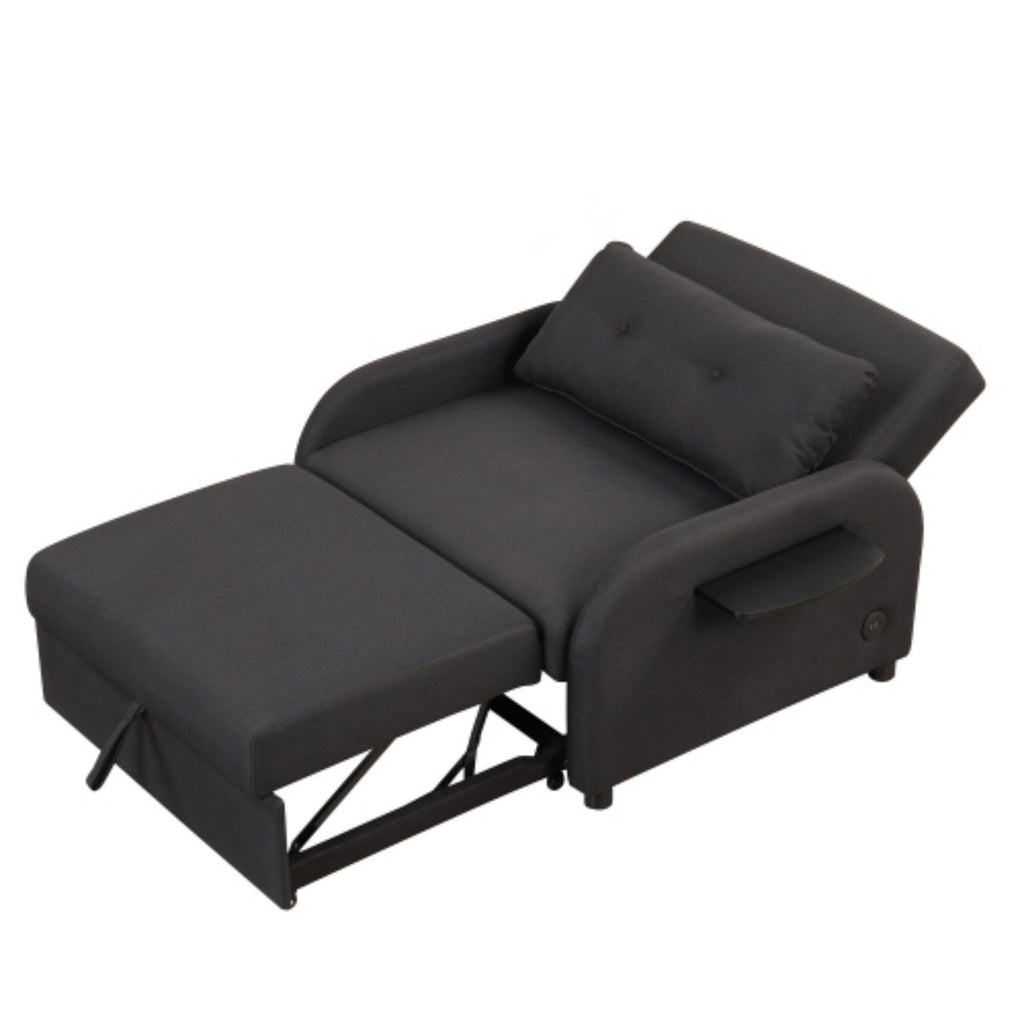 3-in-1 Pull-Out Sofa Sleeper with Collapsible Wing Table & USB Ports by Harper&Bright Designs