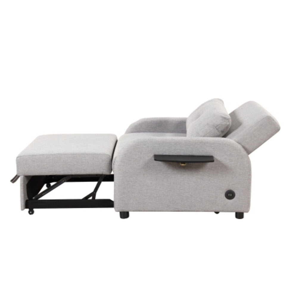 3-in-1 Pull-Out Sofa Sleeper with Collapsible Wing Table & USB Ports by Harper&Bright Designs