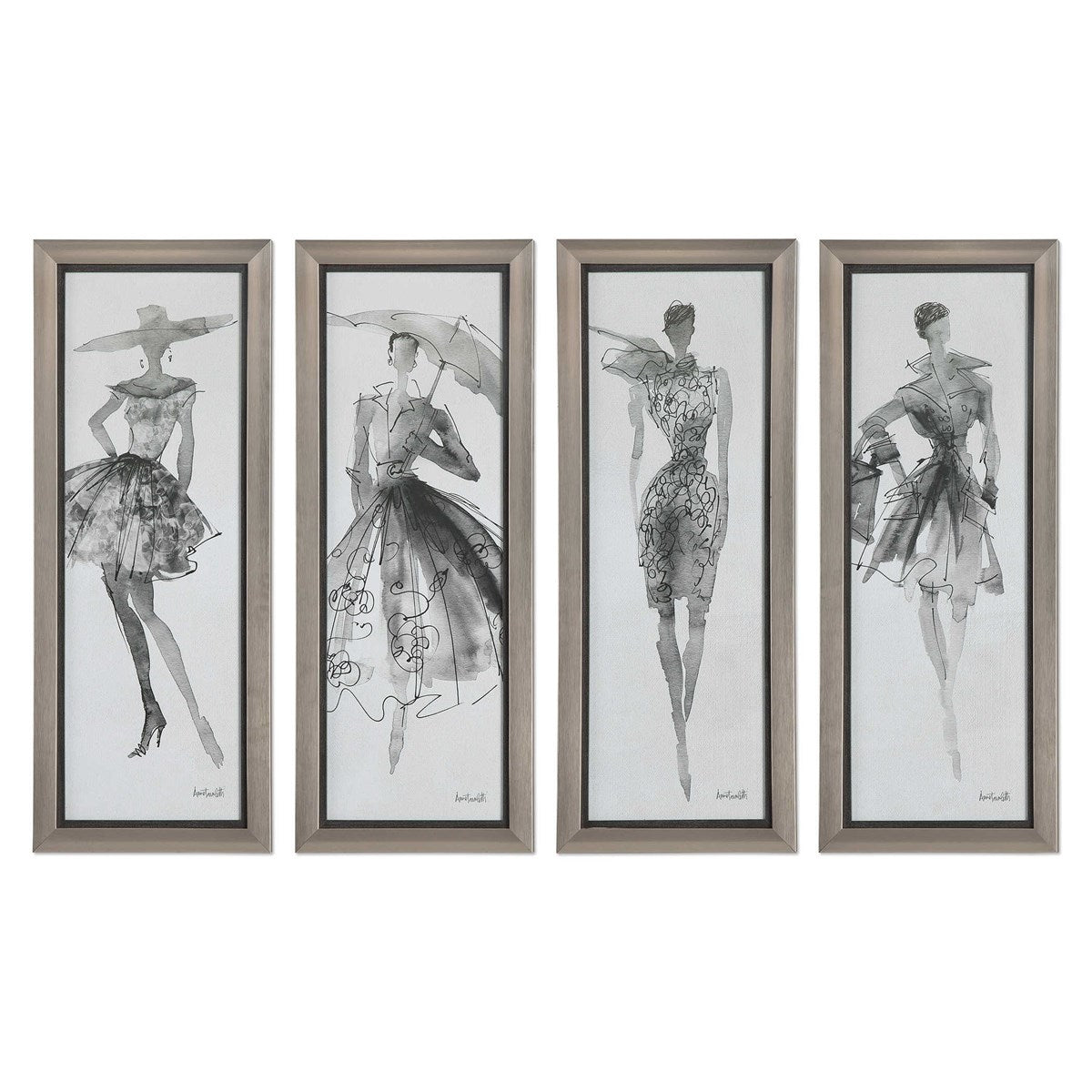 UT - FASHION SKETCHBOOK FRAMED PRINTS, SET OF 4