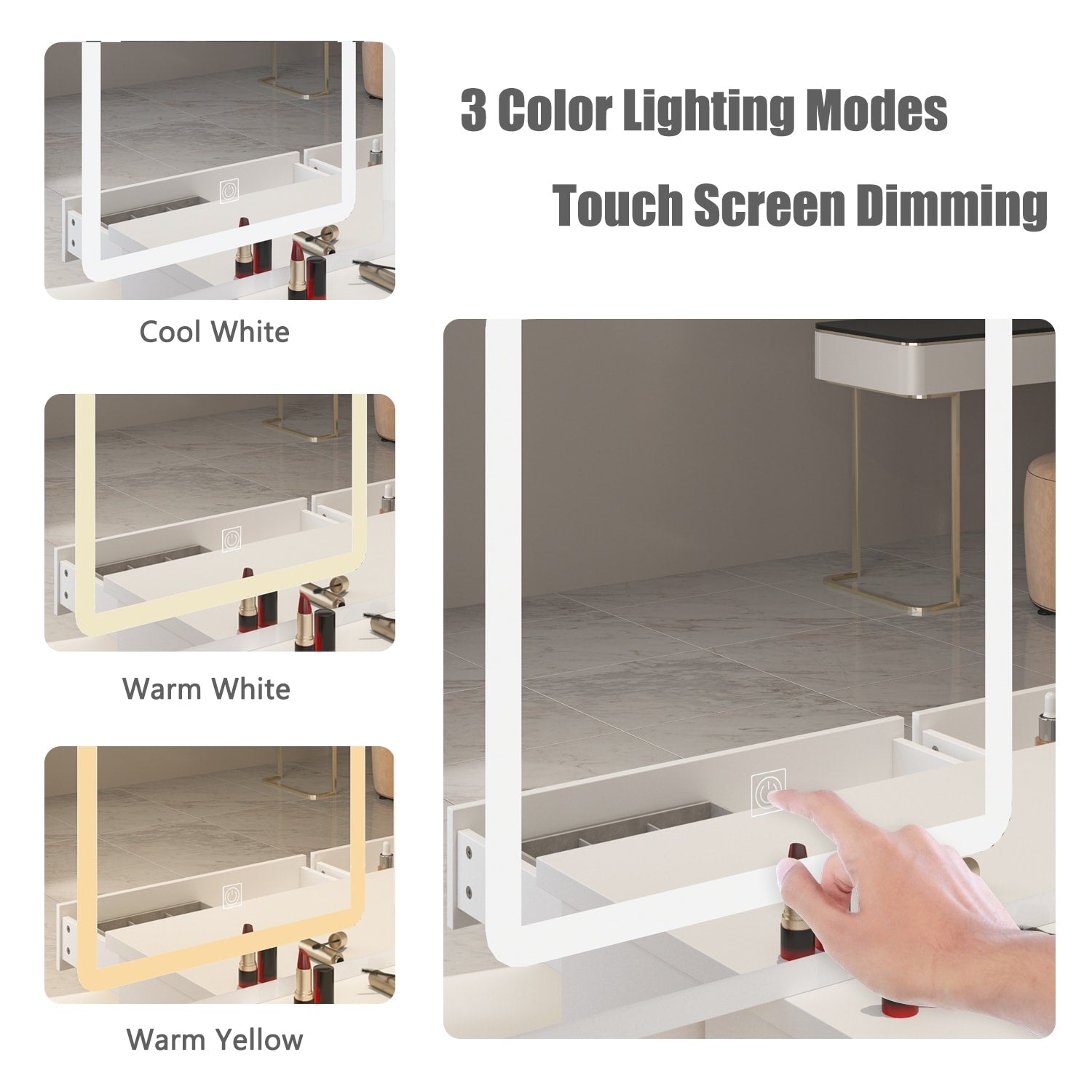 39.4'' Wide Makeup Vanity Set with Stool and Mirror