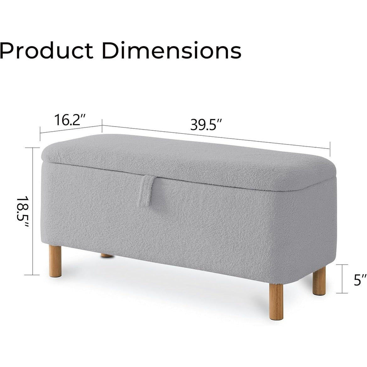 39.5 Off White Boucle Storage Ottoman Bench Sherpa Storage Bench Ottoman Foot Rest End of Bed for Living Room Bedroom,Wood Leg