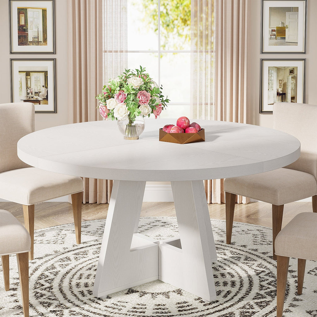 47 Round Dining Table for 4, Farmhouse Kitchen Table Small Dinner Table Wood Kitchen Table for Dining Room Living Room