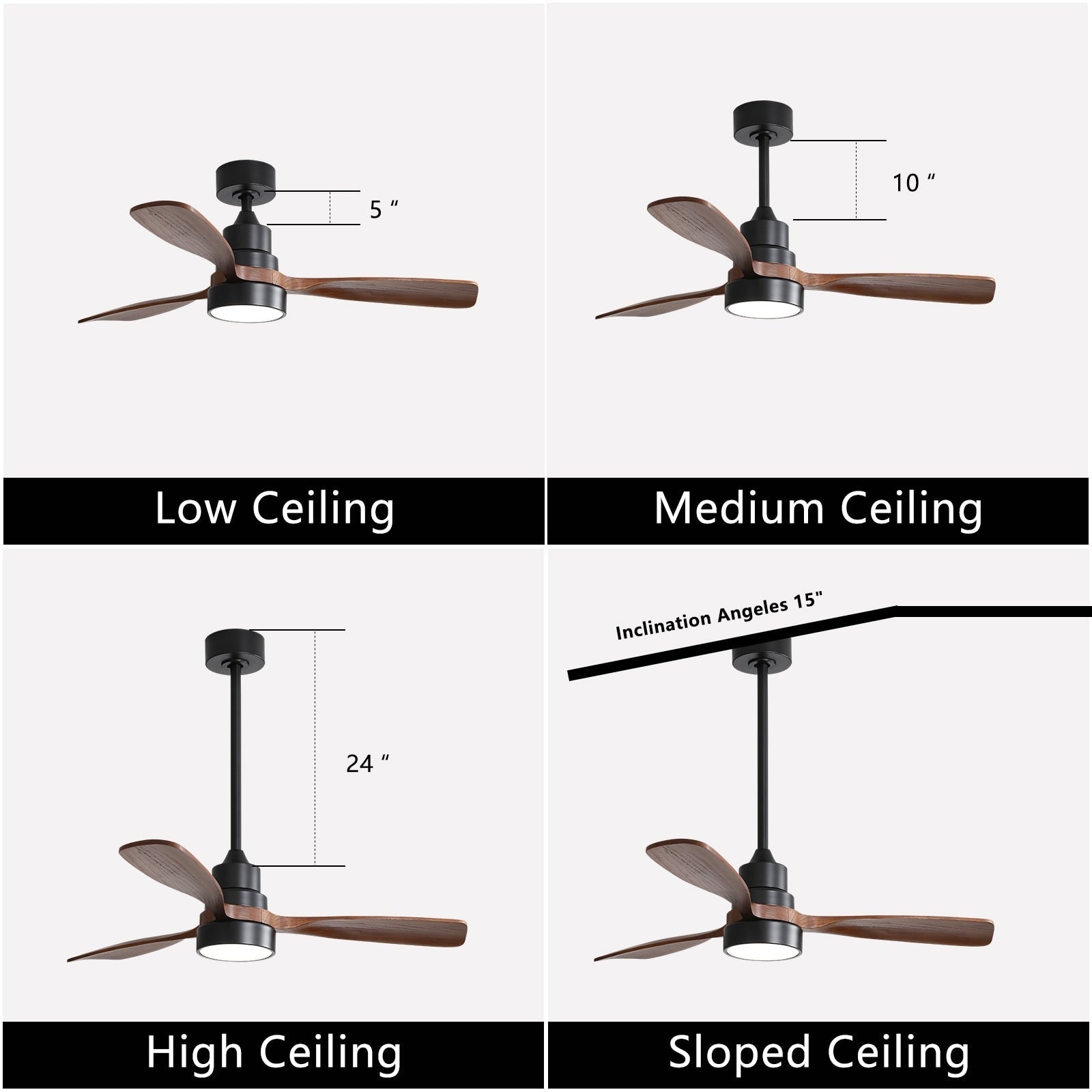 48 and 52 Integrated LED Ceiling Fan with Light and Remote, Reversible DC Motor