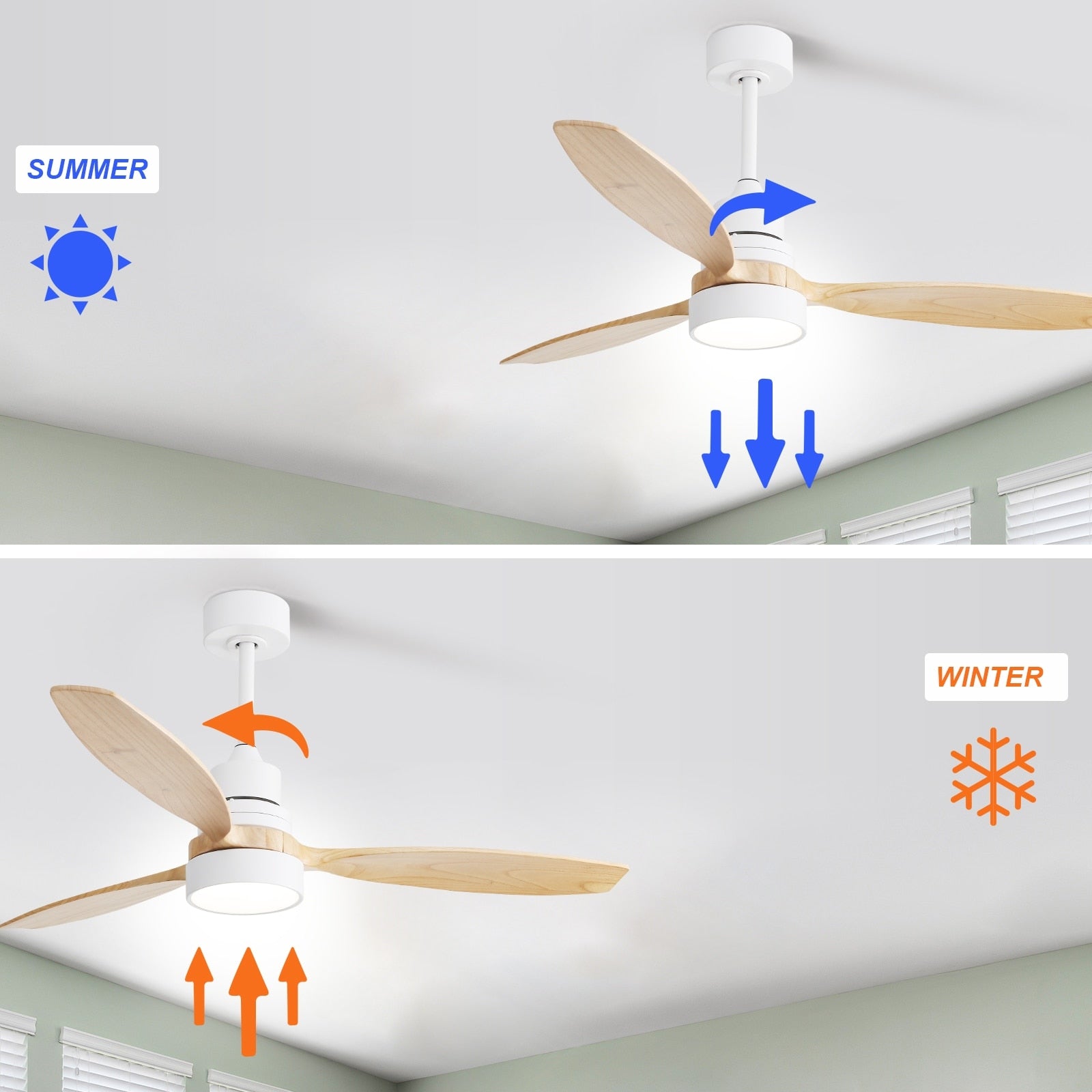 48 and 52 Integrated LED Ceiling Fan with Light and Remote, Reversible DC Motor