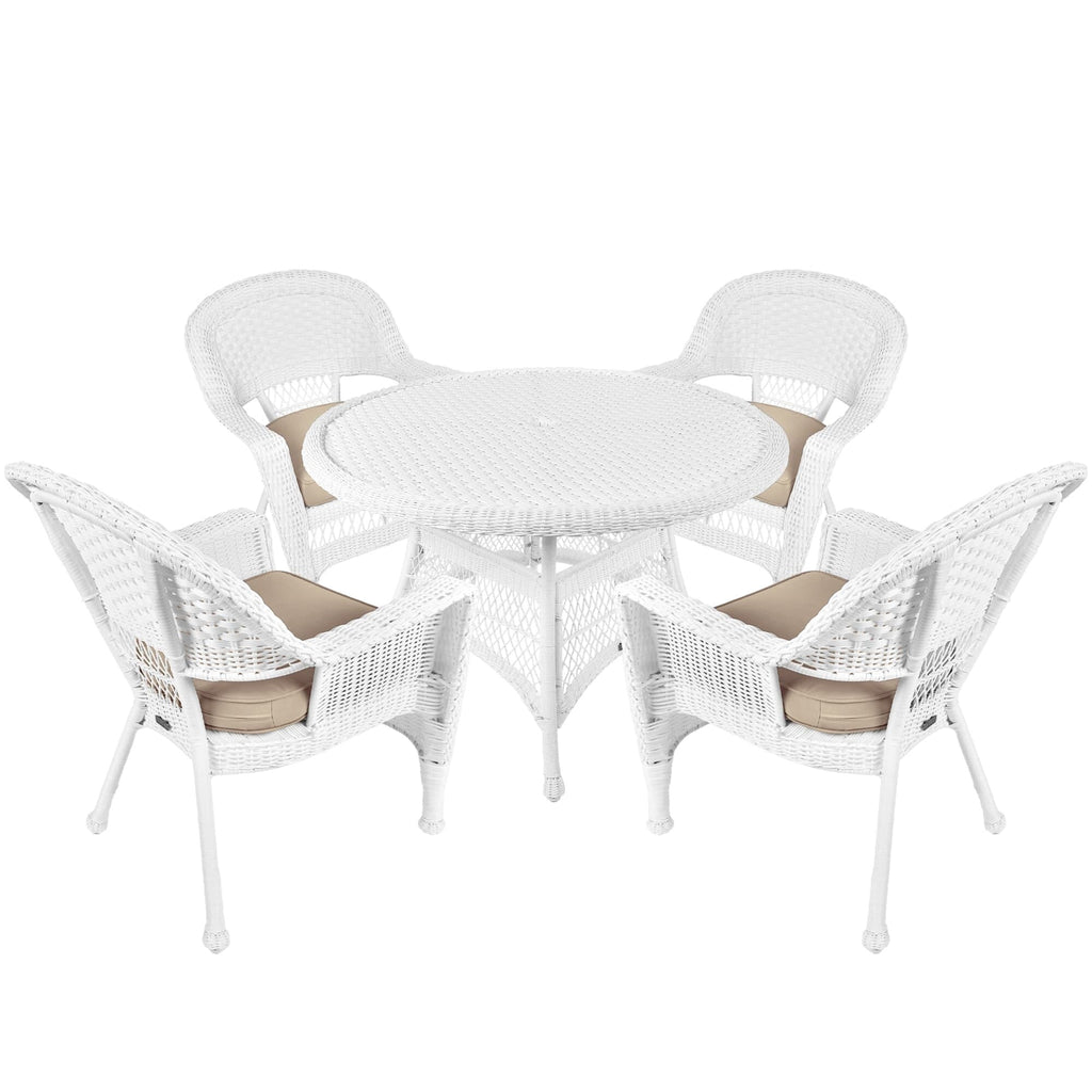 5-piece White Resin Wicker Dining Set