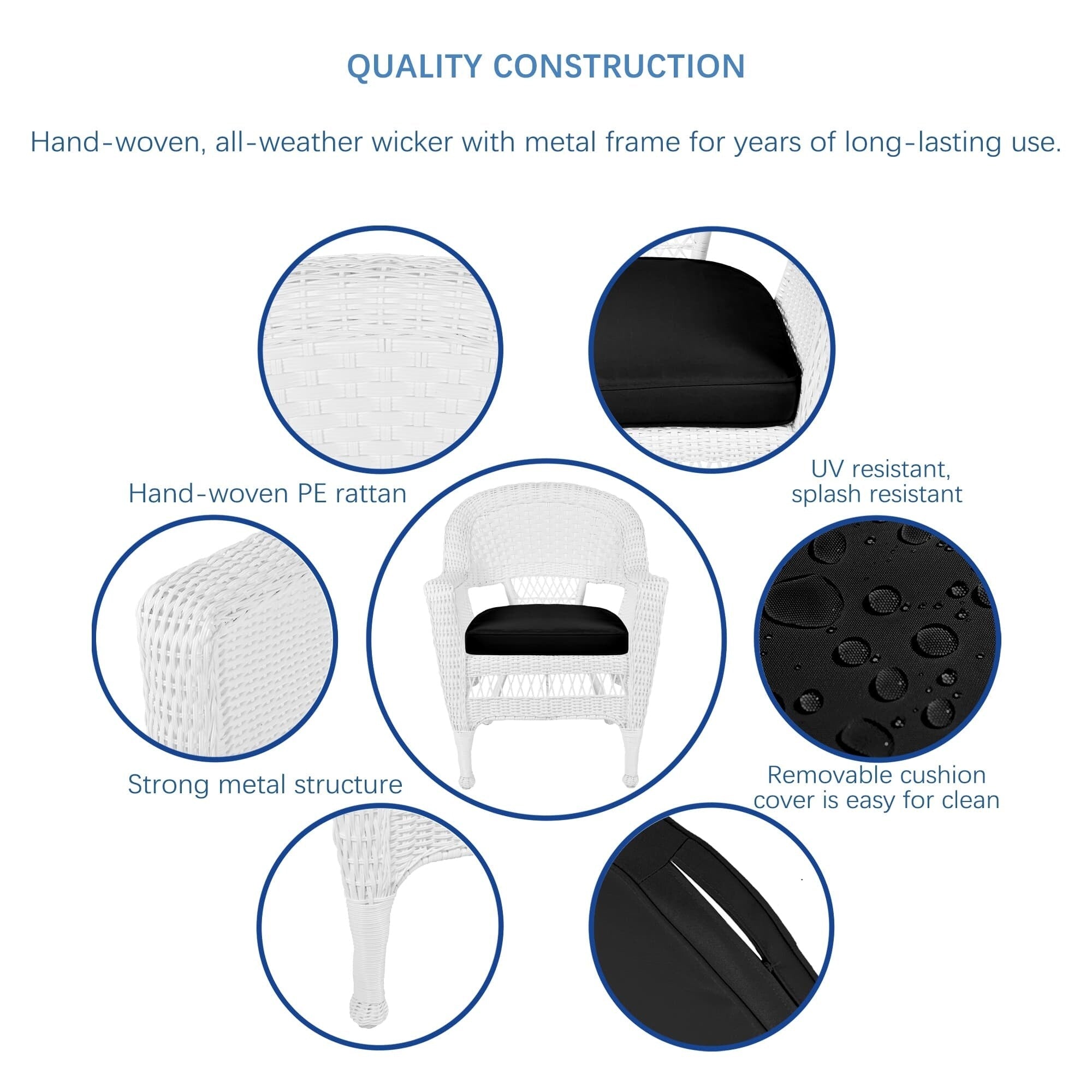 5-piece White Resin Wicker Dining Set