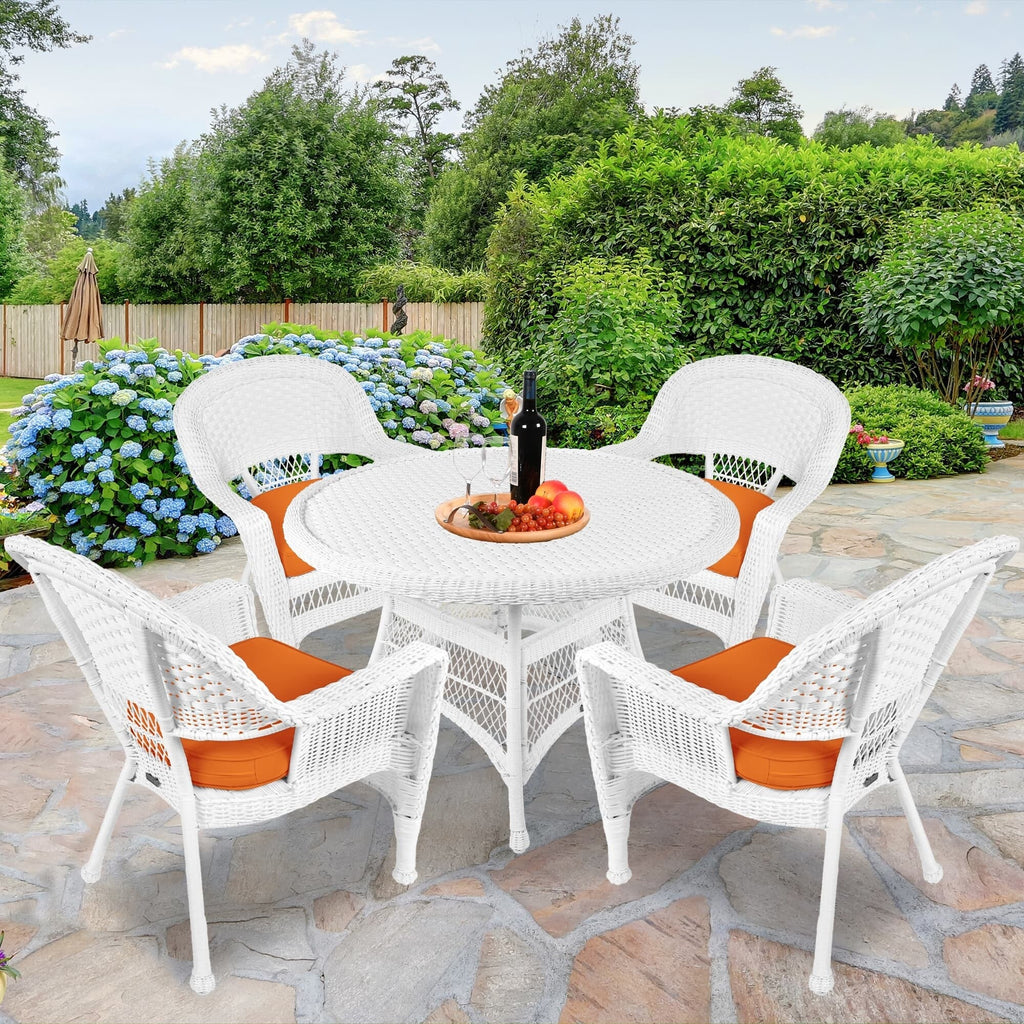 5-piece White Resin Wicker Dining Set