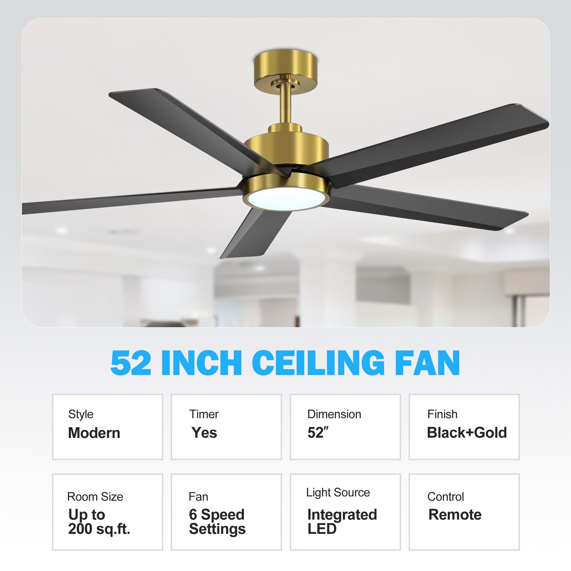 Breezary 65/52/42 5-Blade LED Ceiling Fan with Light Kit and Remote