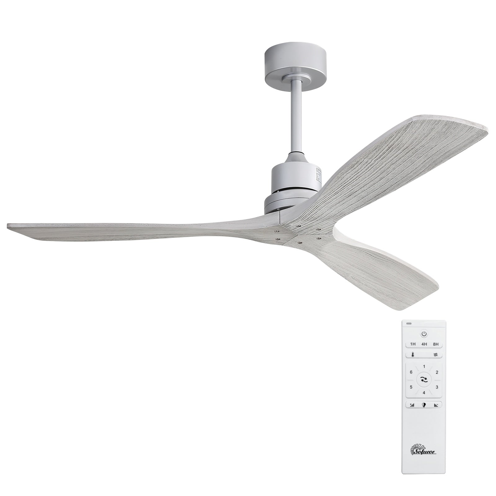 52 inch Modern Solid Wood / ABS Ceiling Fan With Remote Control(No Light),6 WInd Speed,Reversible Airflow