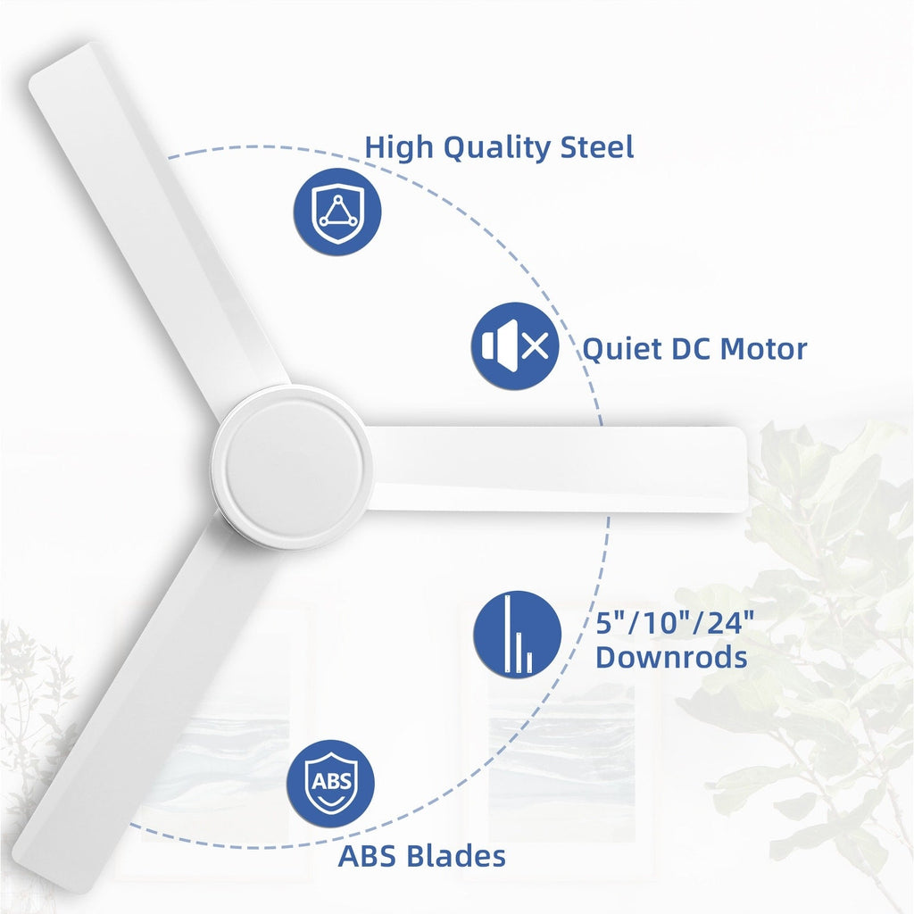 52 inch Modern Solid Wood / ABS Ceiling Fan With Remote Control(No Light),6 WInd Speed,Reversible Airflow