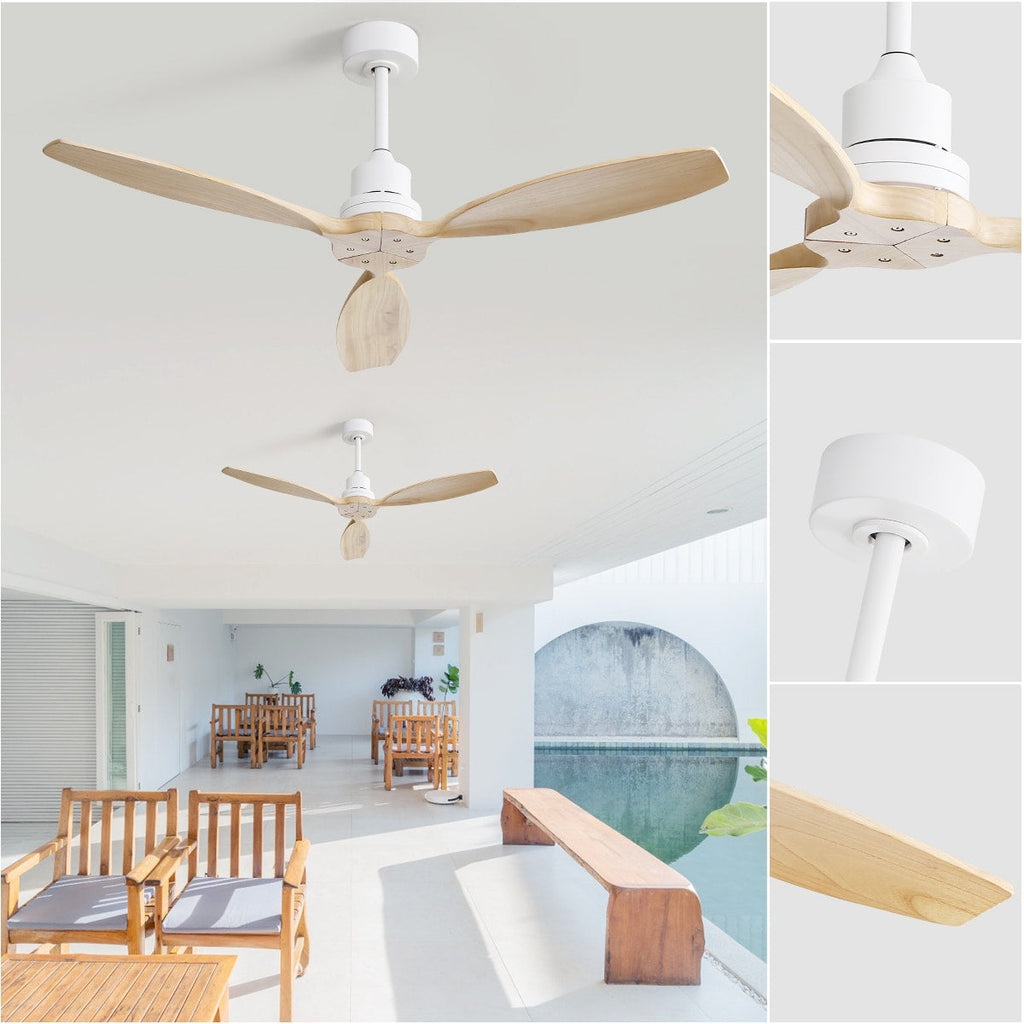 52 inch Modern Solid Wood / ABS Ceiling Fan With Remote Control(No Light),6 WInd Speed,Reversible Airflow