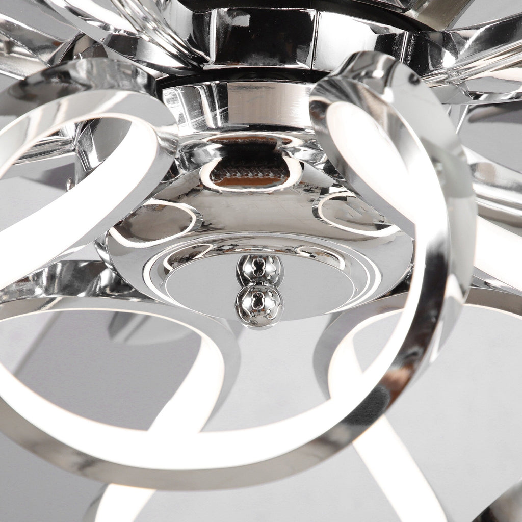 52 Modern Chrome/ Black Indoor Dimmable LED Ceiling Fan with Light and Remote