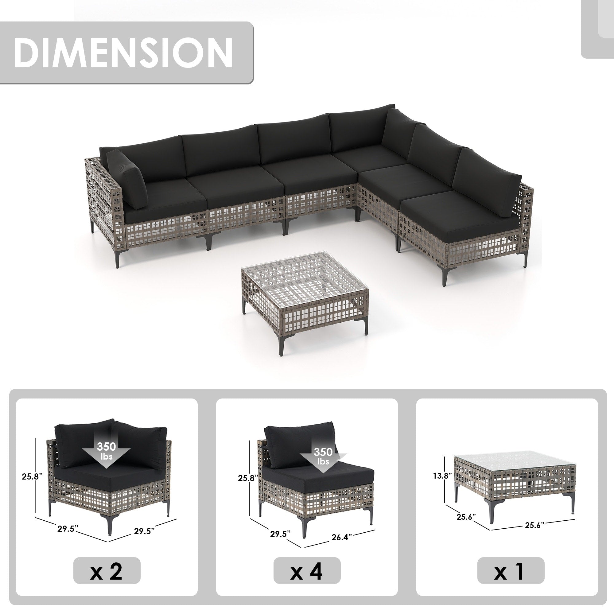 6 - Person Outdoor Sectional Seating Group with Cushions