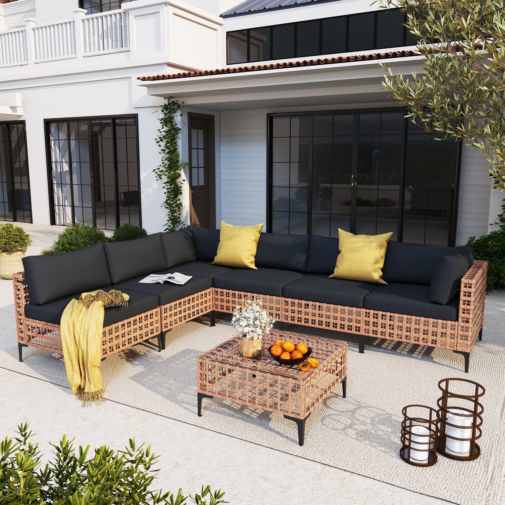 6 - Person Outdoor Sectional Seating Group with Cushions