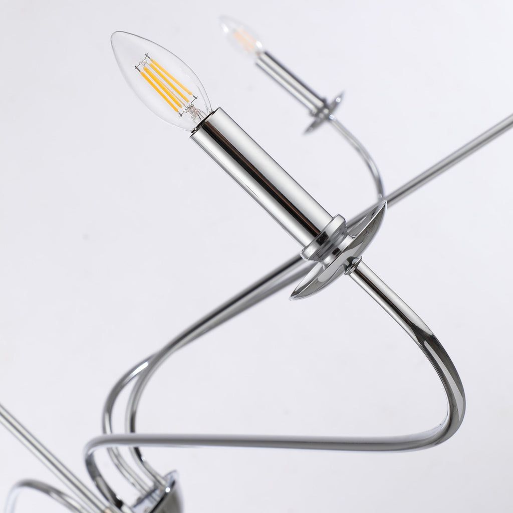 6 Light 64 Inches Minimalist Chandelier in Matte Black / Gold /Chrome - N/A