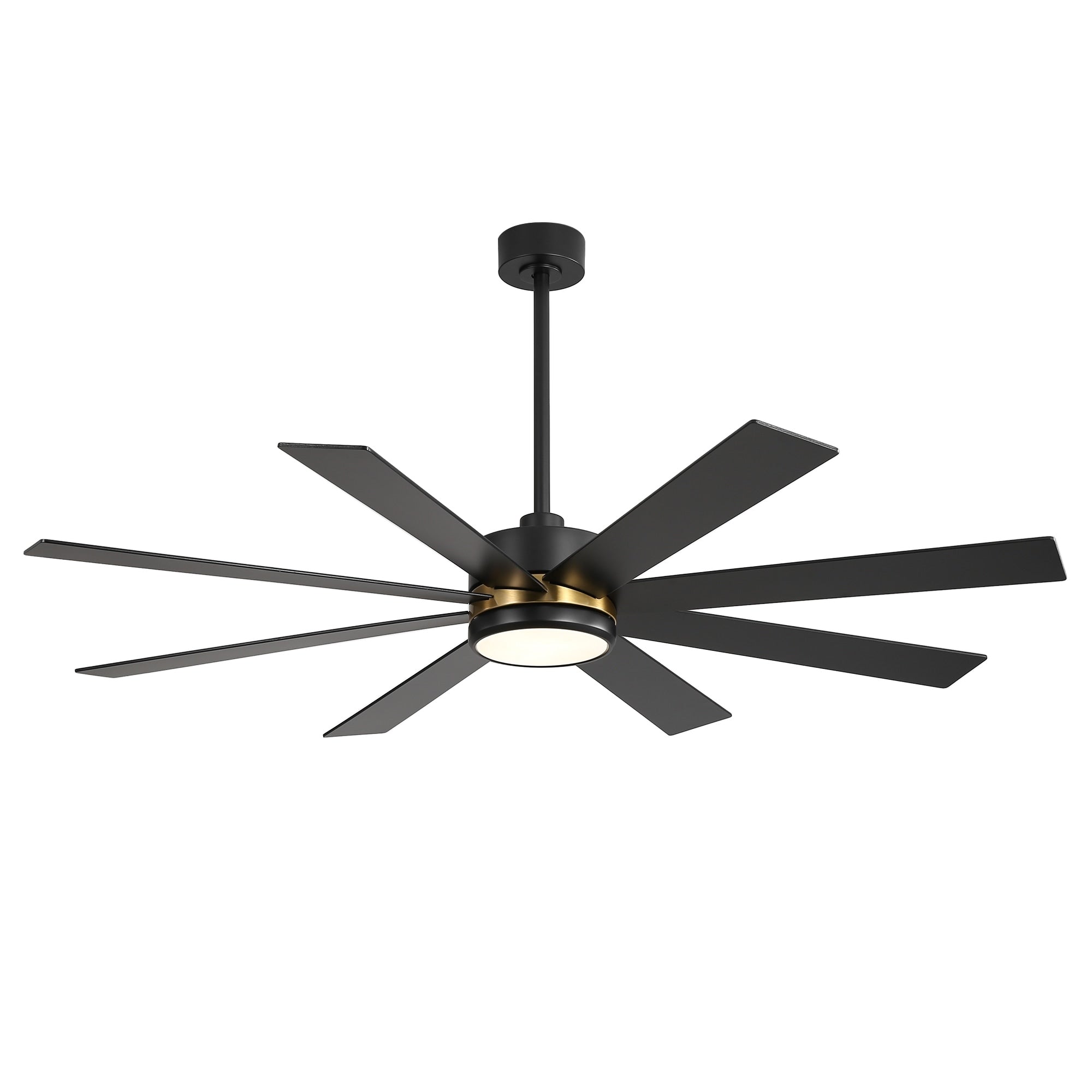 65 Inch 8-Blade Black LED Ceiling Fan with Light and Remote