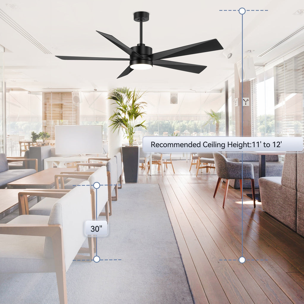 Breezary 65/52/42 5-Blade LED Ceiling Fan with Light Kit and Remote