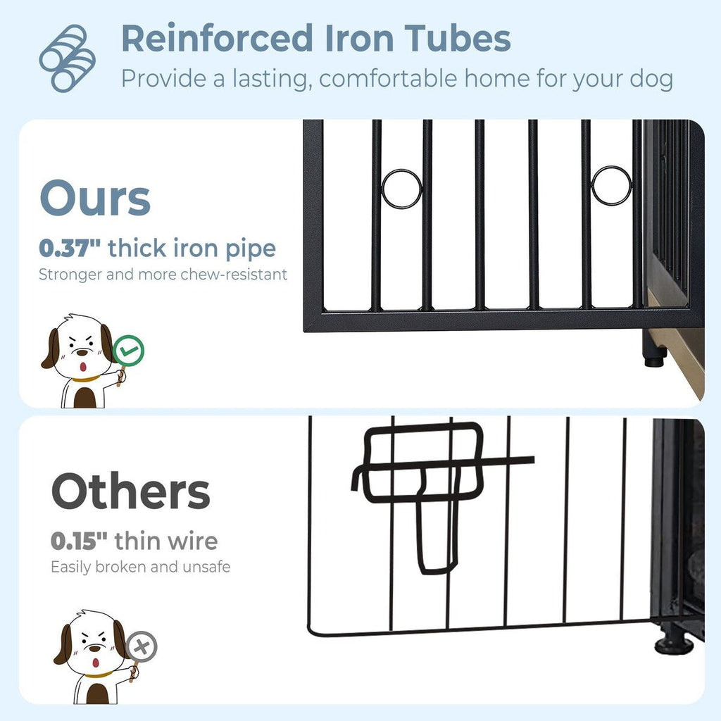 70.86'' Dog Crate Furniture Large Breed TV Stand with Cushion & Double Rooms (No Cushion)