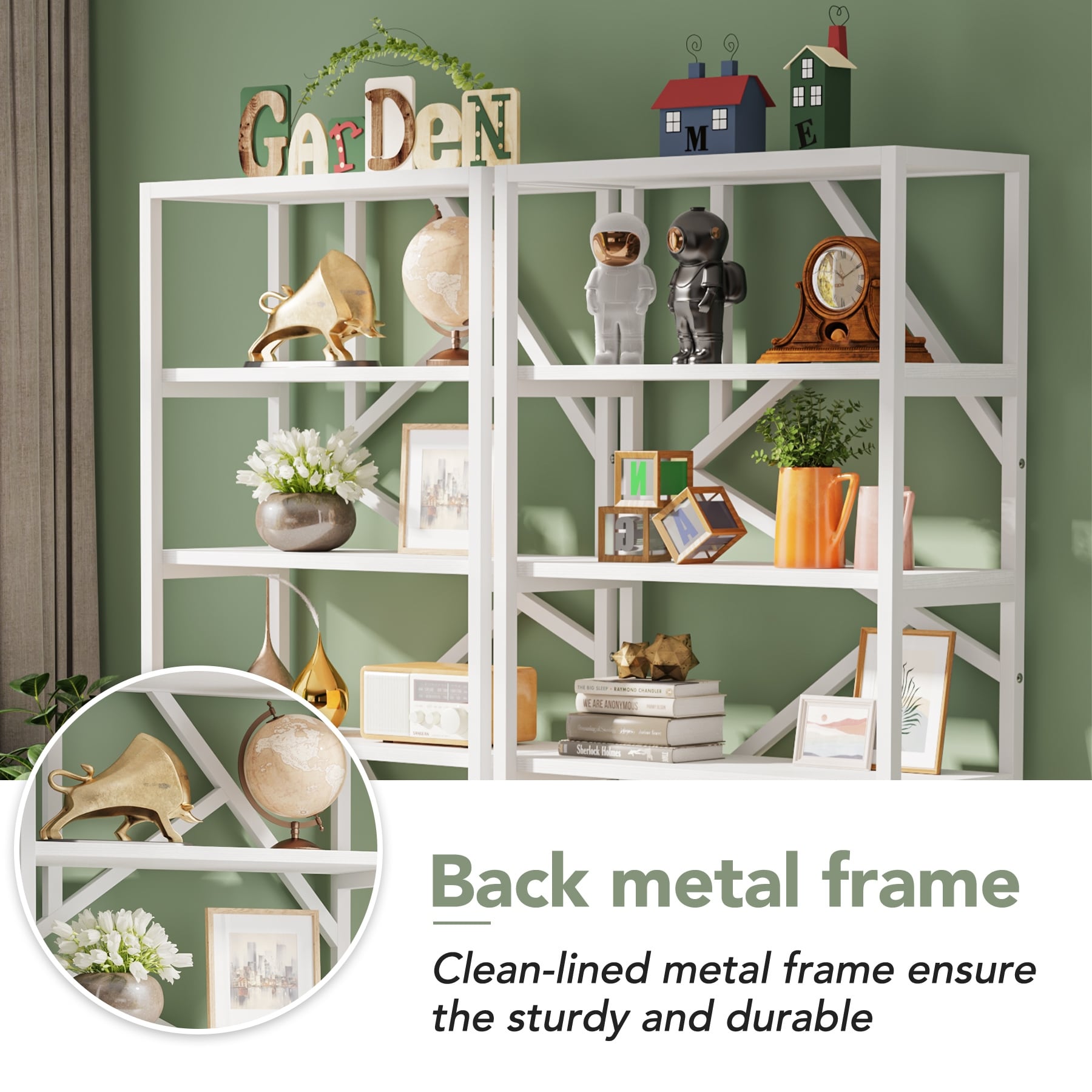 71 Industrial Bookshelf, 6 Tier Rustic Brown Wood Etagere Bookcase, Open Book Shelves