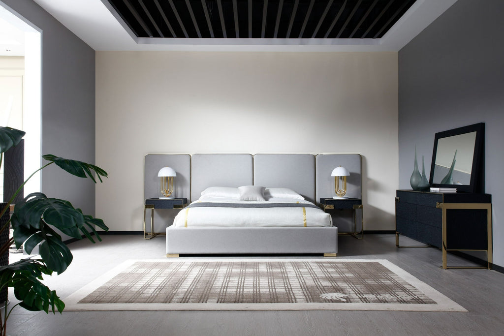 VG - MODREST ATHENA - MODERN LIGHT GREY LINEN + GOLD BED
