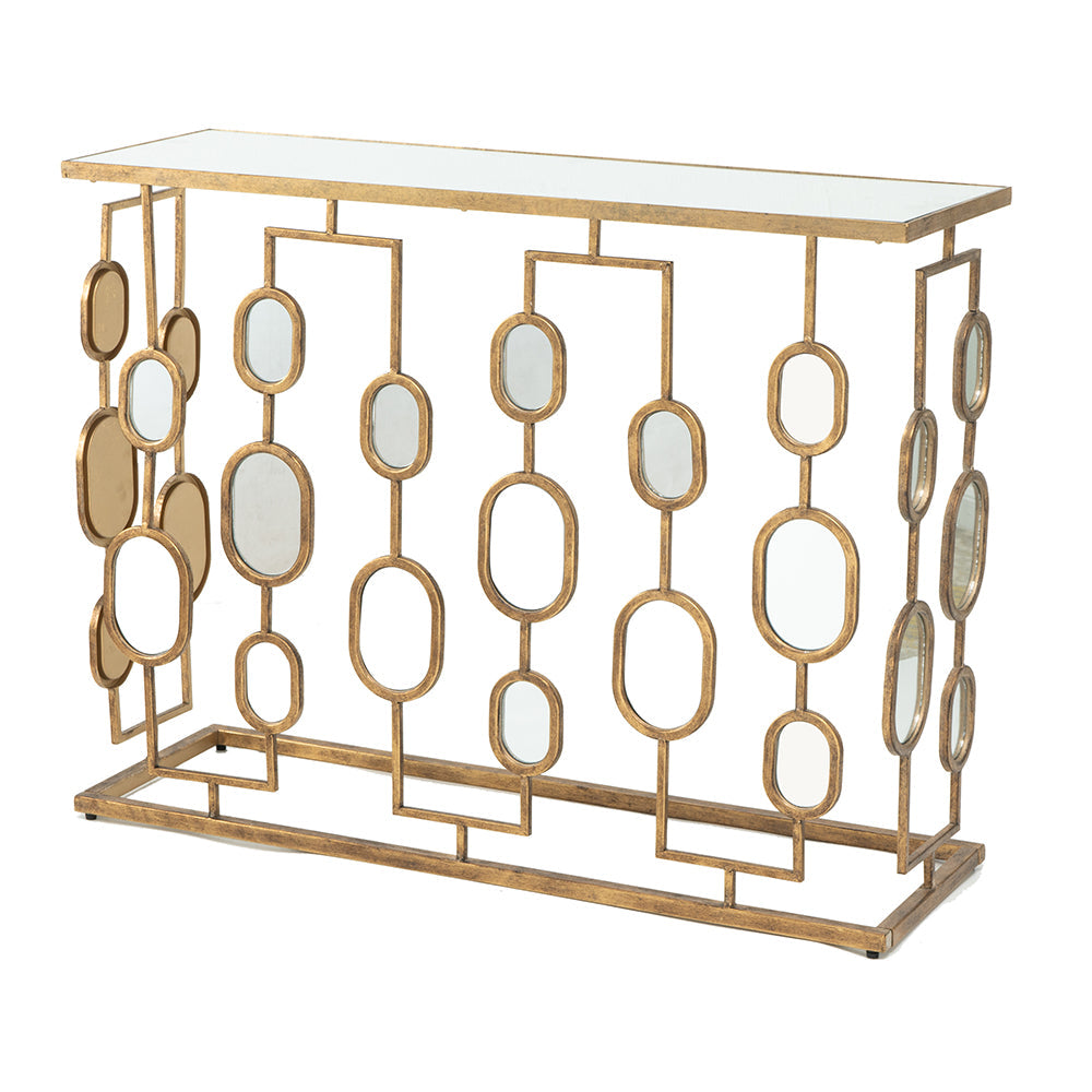 AB - METAL CONSOLE TABLE WITH MIRROR TOP