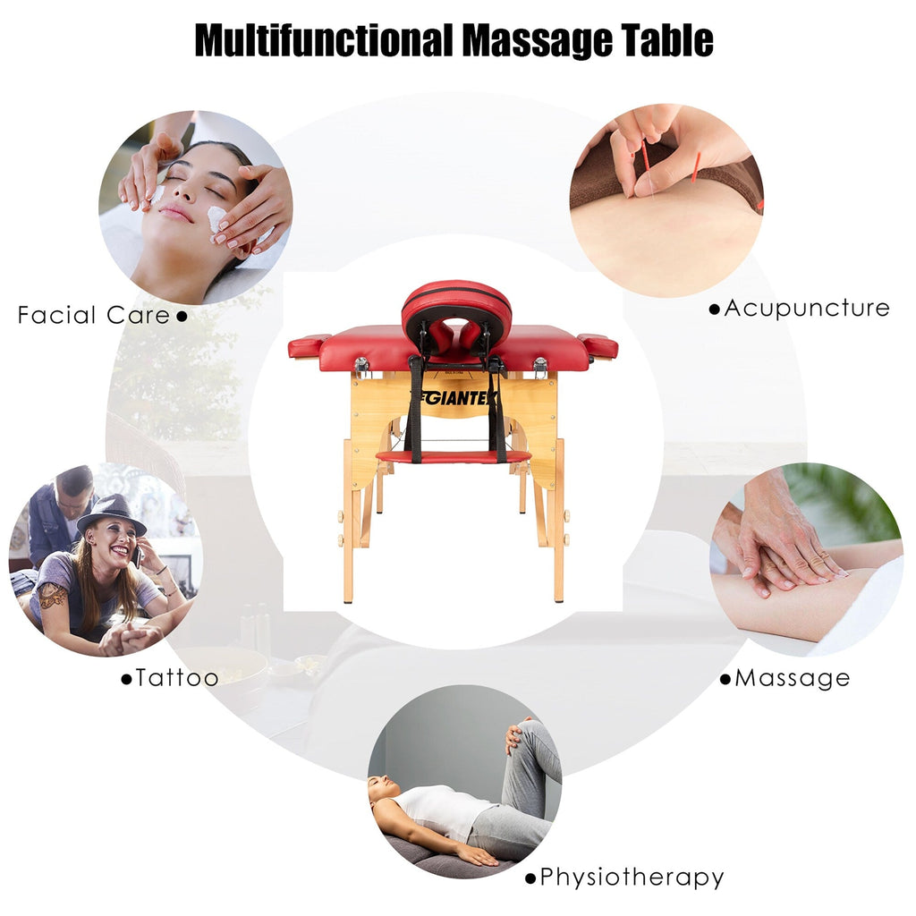 84''L Portable Massage Table Adjustable Facial Spa Bed Tattoo w/ Carry