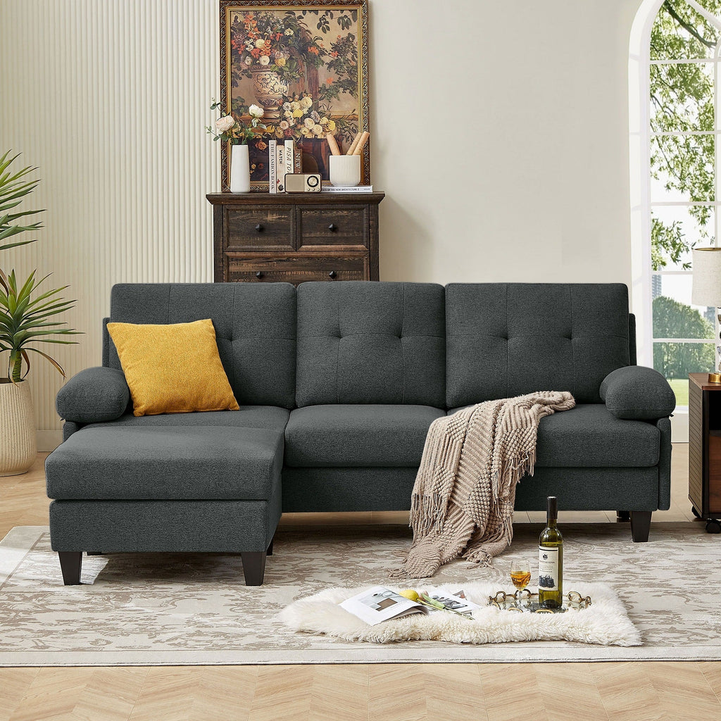 86.22 L Shaped Sectional Sofa with Side Storage Pockets
